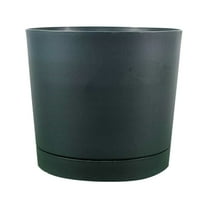 ZOURIH 8-Inch Plastic Plant Pots, Self-Watering Planters with Drainage Holes & Saucers for Indoor and Outdoor Plants Dark Green