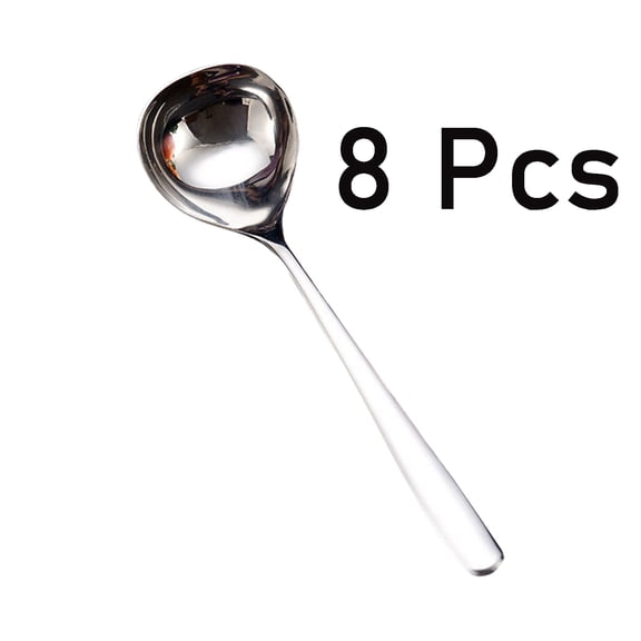 ZOURIH 8 Pcs 8-inch Small Ladles for Serving Sauce 304 Stainless Steel Gravy Ladle Soup Spoon,Silver