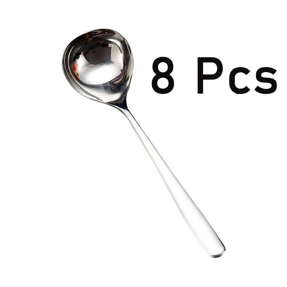 ZOURIH 8 Pcs 8-inch Small Ladles for Serving Sauce 304 Stainless Steel Gravy Ladle Soup Spoon,Silver