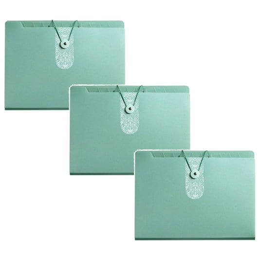 ZOURIH 8 Pocket Expanding File Folder,3Pcs Premium Accordion File organizer,Letter Size Folders for Documents,Sleek Filing Folders with Bungee Closure,Portable Folders for office Supplies,Light Green