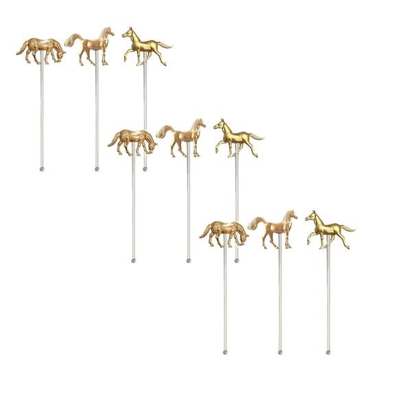 ZOURIH 9 Pcs 7.5 inch Derby Drink Stirrers Swizzle Sticks for Cocktails Coffee Reusable Resin Horse Racing Drink Stirrers for Coffee Beverage Party Bar Weddings Events,Random Style-Gold