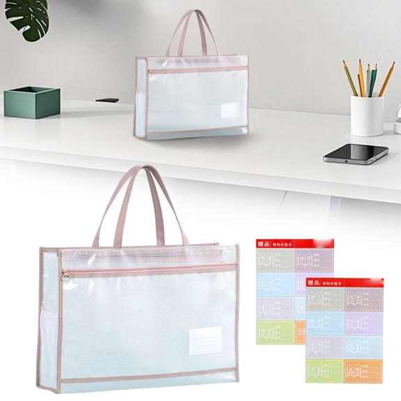 ZOURIH A3 Waterproof Art Portfolio Case,Double-Layer Nylon Transparent Mesh Artist Folder with Zipper & Handle,Portable organizer Bag for Artworks Posters Documents & Storage,Red