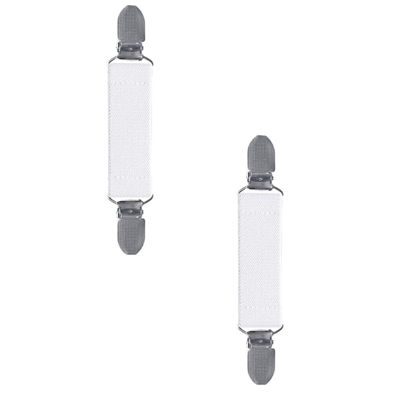 ZOURIH Adjustable Mitten Clips,2 Pcs Elastic Winter Glove Clips Dress Hat Coats Cinch Sweater Cardigan Shawl Clips for Cold Weather and Adults,White