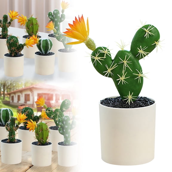ZOURIH Artificial Cactus Plant Ornament, Simulation Cactus Adornment Bonsai Model, 8" Tabletop Fake Plants for Office and Bedroom Use