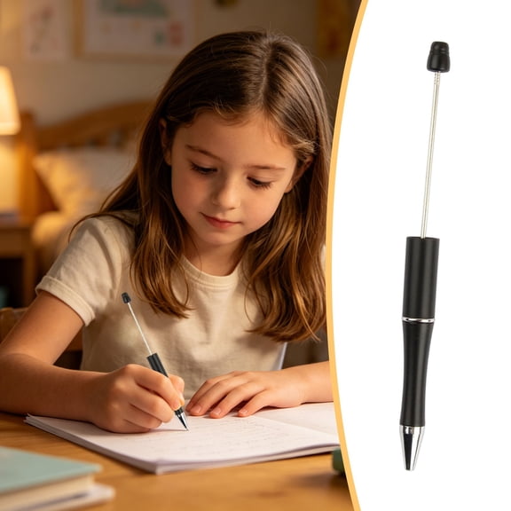 ZOURIH Beadable Pen,Beadable Pen Bulk Colored Plastic,Black Ink Beaded Pens Creative Diy Pen,Bend Pens for Make Gifts for office Supplies,Black