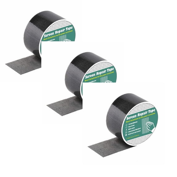 ZOURIH Black Window Screen Repair Tape,3 Rolls 2 in X 6.6 FT (80IN) Screen Repair Kit for Windows or Doors, Strong Adhesive Fiberglass Mesh Patch Tape,Black