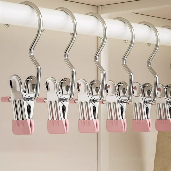 ZOURIH Boot Hangers for Closet,5 Pack Hanging Hooks for Laundry,towel Clips Boot organizer for Home and Travel,Clothespins Clip Hangers for Pants Hats Socks Gloves,Pink