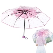 ZOURIH Cherry Blossoms Umbrella Cute Transparent Bubble Umbrella Clear Dome Sunny Umbrella for Girls Boys or Women Romantic Windproof Wedding Decoration Umbrella,Pink