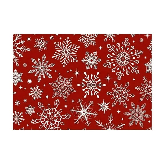 ZOURIH Christmas Snowflakes Placemats,Table Mats Tableware Place Mats for Home Kitchen Party Dining Decor, Non-Slip Heat-Resistant Washable,Red