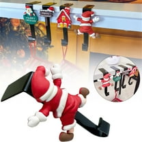 ZOURIH Christmas Stocking Holder for Mantle 1 Pack Stocking Holders Fireplace Stocking Hangers Christmas Stockings Hooks for Xmas Decoration,Red