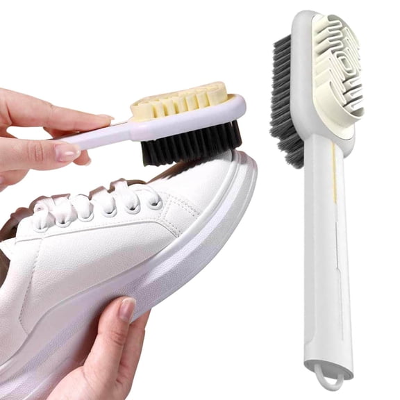 ZOURIH Cleaning Shoe Brushes Double-Sided Shoe Brush for Cleaning Soft bristled Silicone Brush Shoe Cleaner Brush Shoe Scrubbing Brush Multifunctional Long Handle Shoe Brush Scrub,White