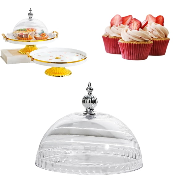 ZOURIH Clear Cake Stand Lid,Cake Dome Cover Round Pastry Display Cloche for Food Snacks,Plastic Serving Dish Cover Food Plate Display Serving Platter for Kitchen Camping Wedding Party,Clear