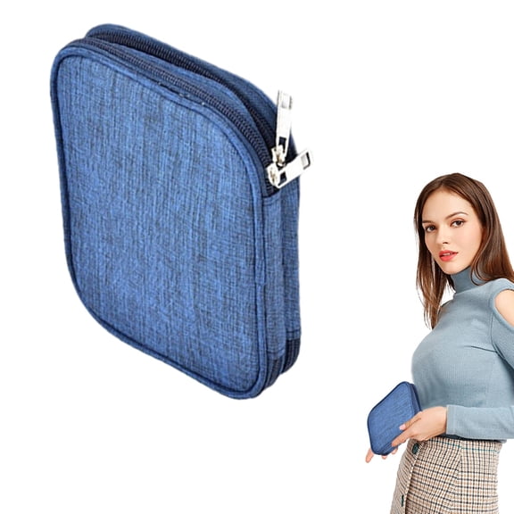 ZOURIH Crochet Hook Case without Hooks and Accessories,Zipper Storage organizer Bag with Web Pockets for Various Crochet Needles/Knitting Accessories/Crochet Hook Kit Tools,Lightweight,Blue