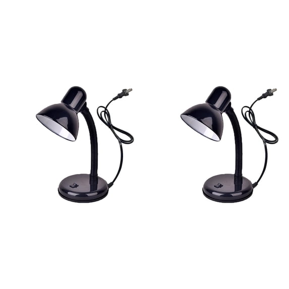 ZOURIH Desk Lamp with LED Bulb, (Black) Flexible Gooseneck with Table lamp 6000K Metal Desk Lamp with Flexible Hose Neck for Office Living Room Bedroom Bedside Table, College Dorm