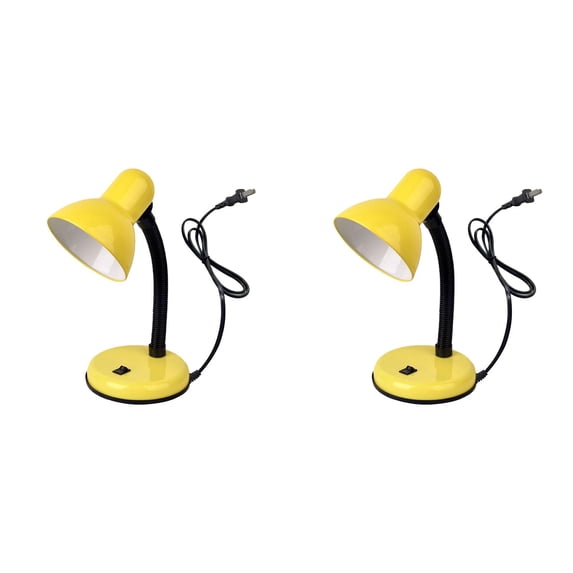 ZOURIH Desk Lamp with LED Bulb, (Yellow) Flexible Gooseneck with Table lamp 6000K Metal Desk Lamp with Flexible Hose Neck for Office Living Room Bedroom Bedside Table, College Dorm