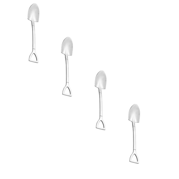 ZOURIH Dessert Spoon,4 Pcs 4.8" Shovel Shape Stainless Steel Spoons,Ice Cream Fruit Spoon for Home,Kitchen or Restaurant,Silver A