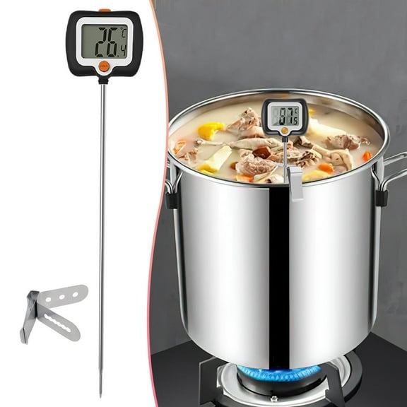 ZOURIH Digital Candy Thermometer, LCD Instant Read Food Thermometer with 12" Probe and Pot Clip for Candy Making, Kitchen Accessories, Baking tools,Black