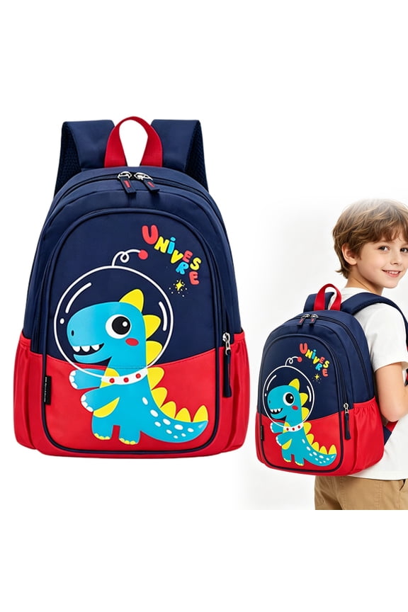 Dinosaur Anti-lost Backpack Bookbag with Chest Strap,Backpack Daycare Bag,Red