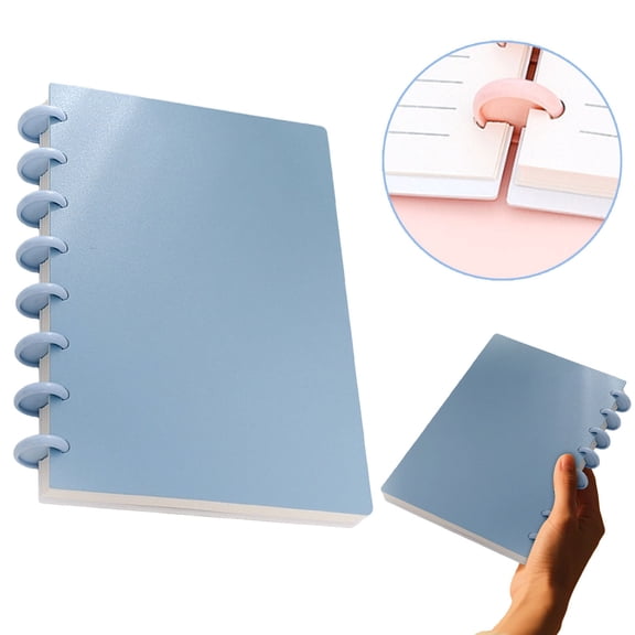 ZOURIH Discbound Notebook,Blue 8-Disc Disbound Planner with Removable Pages,160 Sheets Spiral Notebook,Poly Cover Discbound Planner for Work,Travel,Note Taking,Blue
