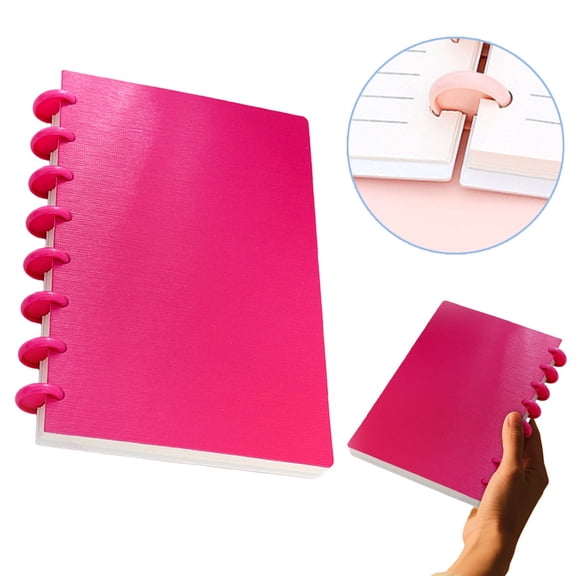 ZOURIH Discbound Notebook,Rose Red 8-Disc Disbound Planner with Removable Pages,160 Sheets Spiral Notebook,Poly Cover Discbound Planner for Work,Travel,Note Taking,Rose Red