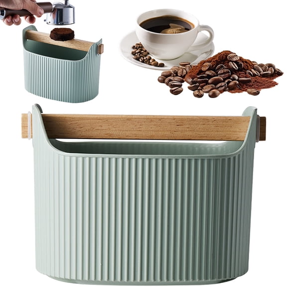 ZOURIH Espresso Knock Box Coffee Knock Box - 1300ml Coffee Ground Knock Box with Detachable Wooden Knock Rod,ABS Material Coffee Puck Container for Home & Coffee Shop,Green