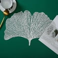 thumbnail image 1 of ZOURIH European Style Heat-Insulated Table Mat Ginkgo Leaf Coaster Decor PVC,Silver, 1 of 8