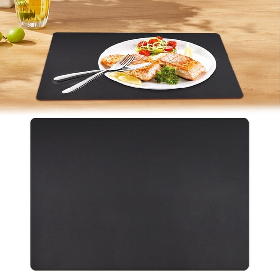 ZOURIH Faux Leather Placemats Black Table Place Mats 1 Pcs Waterproof Oilproof Heat Stain Resistant Washable Wipeable Placemat for Kitchen Dining Table Decoration Indoor Outdoor,Black