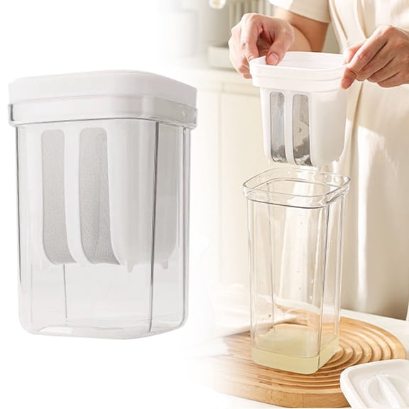 ZOURIH Fine Mesh Yogurt Strainer - Whey Separation tool,Single Dairy Processor for Homemade Snack,Food Grade Kitchen Gadgets with Lid,Nut Milk Sieve for Home,Dessert and Rice,Clear