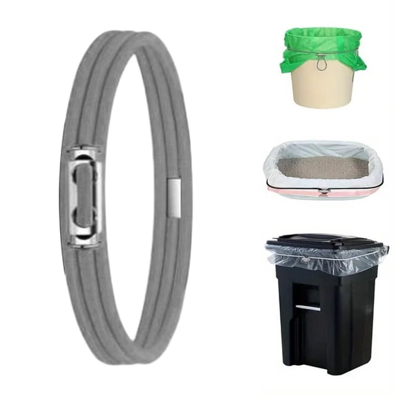 ZOURIH Garbage Can Bands Cord Lord Design Adjustable Large Trash Can Rubber Bands Fits 8-33 Gallon Trash Cans Multifunction Bands Litter Box Bands for Kitchen Tables Picnic Party,Light Ashy