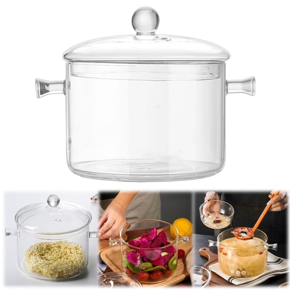 ZOURIH Glass Cooking Pots,1.5L/50oz Heat Resistant Glass Saucepan with Cover, Pots for Cooking on Stove Simmer Pot for Stovetop Potpourri, Ideal for Pasta, Soup, Milk,Clear
