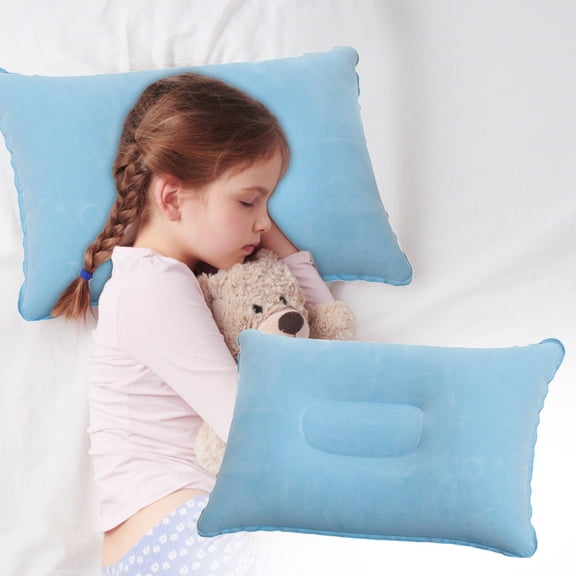 ZOURIH Inflatable Travel Pillow for Camping, Home Office Sleeping, Head Neck Lumbar Support, Ultralight Portable Compact and Soft, Airplane Backpacking Trip Pillow(13.6x9.5",Blue)
