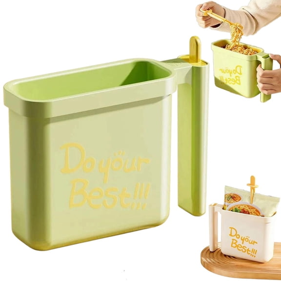 ZOURIH Instant Noodle Bowl | with fork Heat Resistant Safe No Wash | Kitchen Home Noodle Bowl,for Home Dorm office Apartment Outdoor Travel,Green