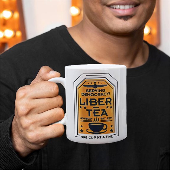 ZOURIH Liber-Tea Coffee Mug, Taste Democracy Cup, Gamer Gift for Him, Unique Present for Gamers, Morning Drinkware, Black Tea Mug, Boyfriend Gift,White