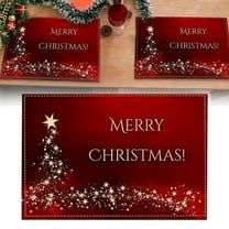 ZOURIH Merry Christmas Placemats,11.8*15.7 inch Red, Christmas Star Table Mats Seasonal Winter Xmas Holiday Table Decors for Party Home Kitchen Dining Party Decoration,Merry Christmas-Red