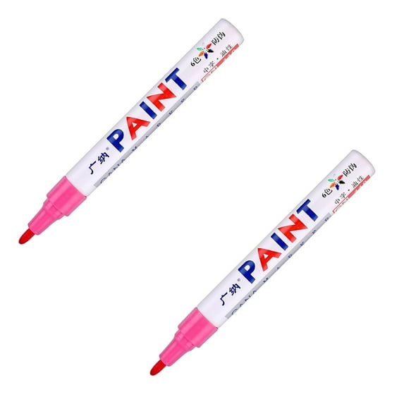 ZOURIH Paint Markers, 2 Pcs Colorful Oil-Based Waterproof Quick Dry Permanent Pen for Rocks Painting, Wood, Fabric, Plastic, Canvas, Glass, Metal, Tire, Stone, DIY Craft,Pink