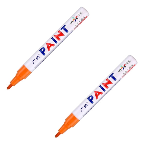 ZOURIH Paint Markers, 2 Pcs Colorful Oil-Based Waterproof Quick Dry Permanent Pen for Rocks Painting, Wood, Fabric, Plastic, Canvas, Glass, Metal, Tire, Stone, DIY Craft,Orange