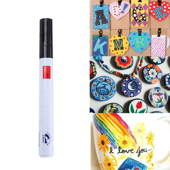 ZOURIH Paint Markers, Colorful Oil-Based Waterproof Quick Dry Permanent Pen for Rocks Painting, Wood, Fabric, Plastic, Canvas, Glass, Mugs, Metal, Tire, Stone, DIY Craft,Black