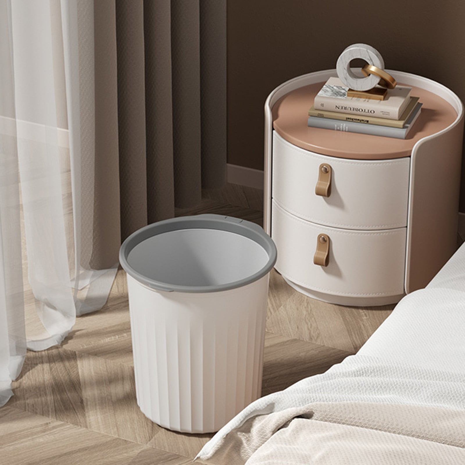 ZOURIH Pencil Barrel Trash Can with Pressing Ring Plastic Wastebasket ...
