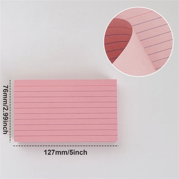 ZOURIH Pink Index Cards 3x5 inches,50 Count Neon Flash Cards with Ruled Lines,Portable Note Cards for School Study,College office Home organization,Durable to Do List Flashcards,Pink