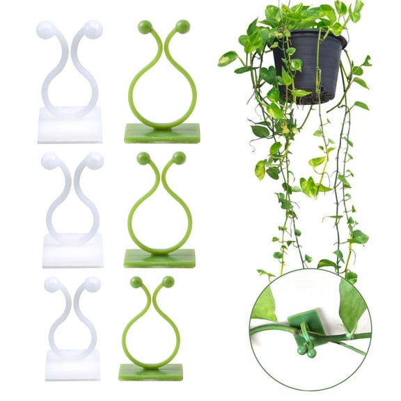 ZOURIH Plant Climbing Wall Fixture Clips,200Pcs Plant Fixer Self-Adhesive Hook,Garden Vegetable Plant Support Binding Clip Invisible Wall Vines,Fixture Wall Sticky Hook Fixing Clip Vines Holder,White