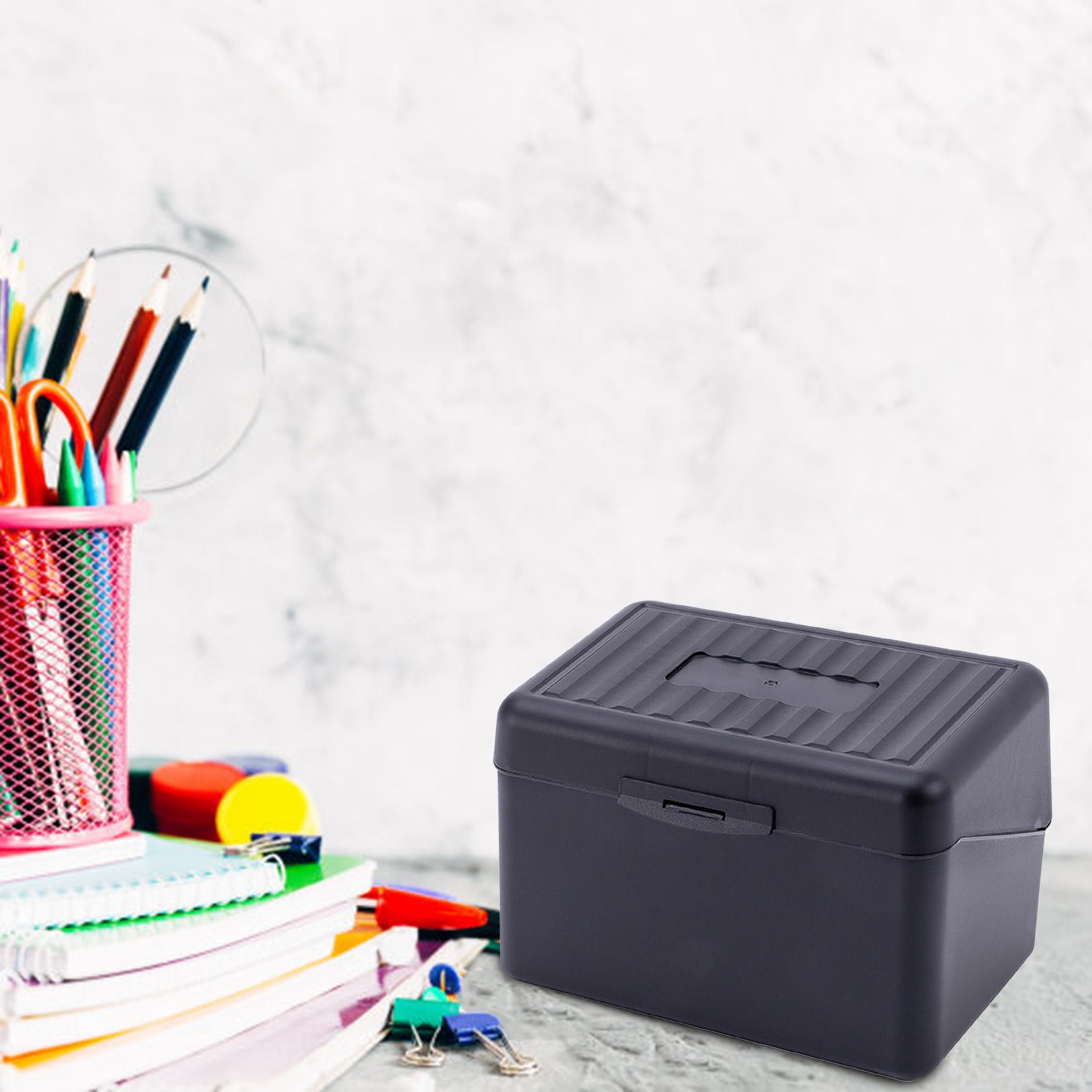 Tofficu 4-Pack Index Card File Box - Plastic Storage Organizer For 3x5 Cards, Assorted Colors