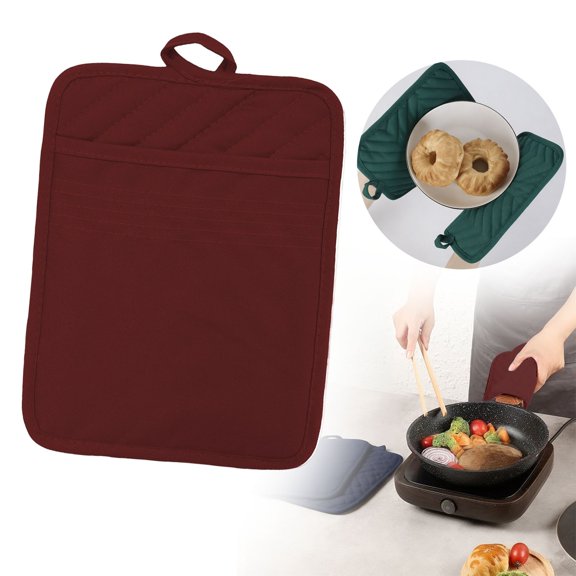 ZOURIH Pot Holders for Kitchen Heat Resistant,Cotton Hot Pads for Counter Table,Red Kitchen Pot Holders with Pocket,Red