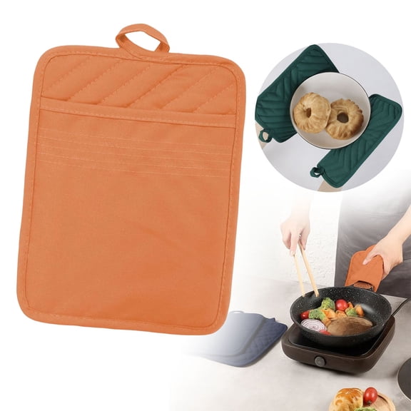 ZOURIH Pot Holders for Kitchen Heat Resistant,Cotton Hot Pads for Counter Table,orange Kitchen Pot Holders with Pocket,Orange