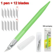 ZOURIH Precision Craft Knife Set - 1 Pen-Style Knife + 12 Replaceable Blades 30 /45 ,Anti-Slip Grip for Paper Cutting,Vinyl,Model Making & Scrapbooking,Green