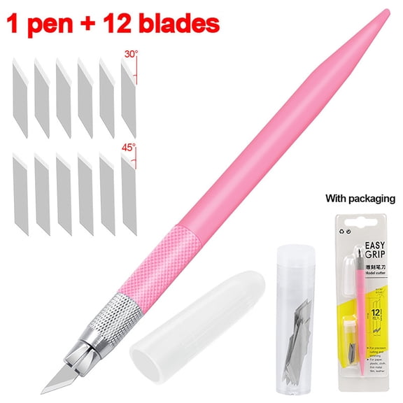 ZOURIH Precision Craft Knife Set - 1 Pen-Style Knife + 12 Replaceable Blades (30°/45°),Anti-Slip Grip for Paper Cutting,Vinyl,Model Making & Scrapbooking,