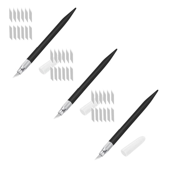 ZOURIH Precision Craft Knife Set - 3 Pen-Style Knife + 36 Replaceable Blades (30°/45°),Anti-Slip Grip for Paper Cutting,Vinyl,Model Making & Scrapbooking,Black