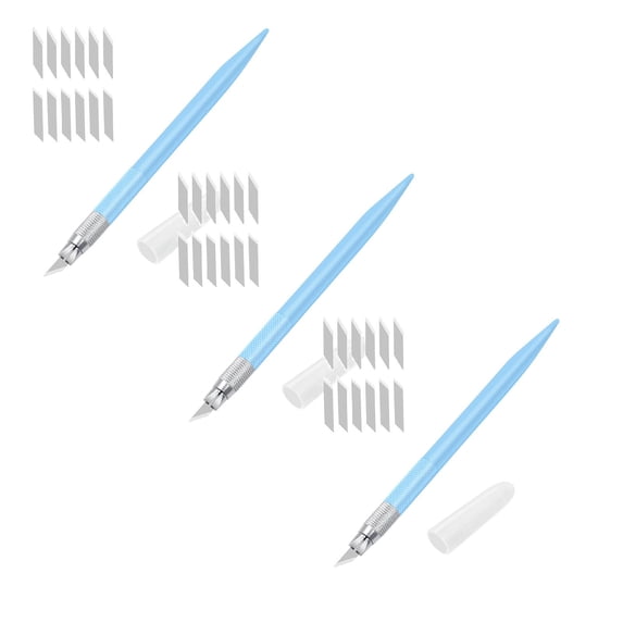 ZOURIH Precision Craft Knife Set - 3 Pen-Style Knife + 36 Replaceable Blades (30°/45°),Anti-Slip Grip for Paper Cutting,Vinyl,Model Making & Scrapbooking,Blue