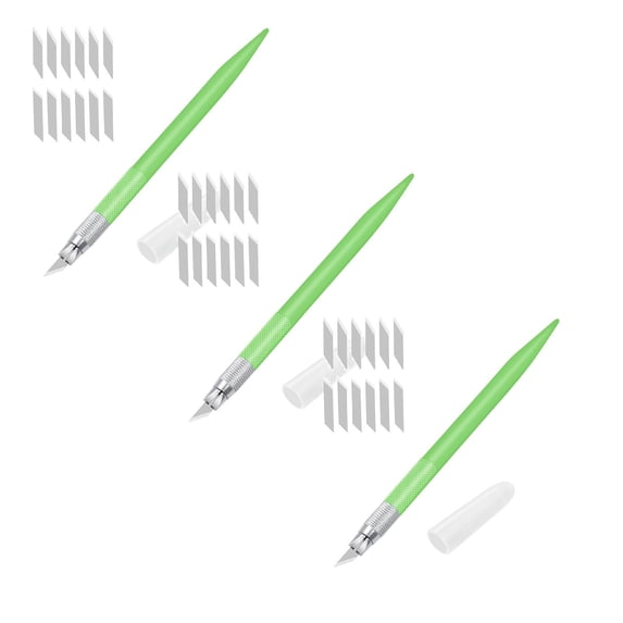 ZOURIH Precision Craft Knife Set - 3 Pen-Style Knife + 36 Replaceable Blades (30°/45°),Anti-Slip Grip for Paper Cutting,Vinyl,Model Making & Scrapbooking,Green