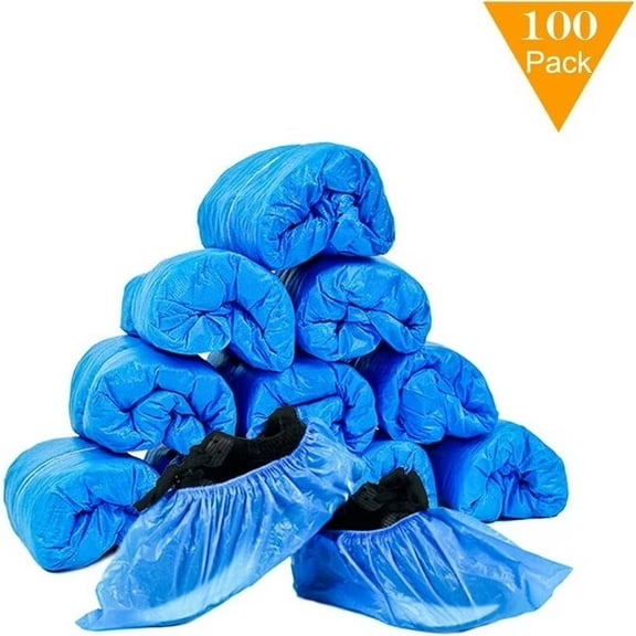 ZOURIH Premium Disposable Boot & Shoe Covers Booties, Durable, Non-Slip, Non-Toxic, Recyclable Protectors, Fits Most Shoes - Blue - Pack of 100 (50 Pairs),Blue