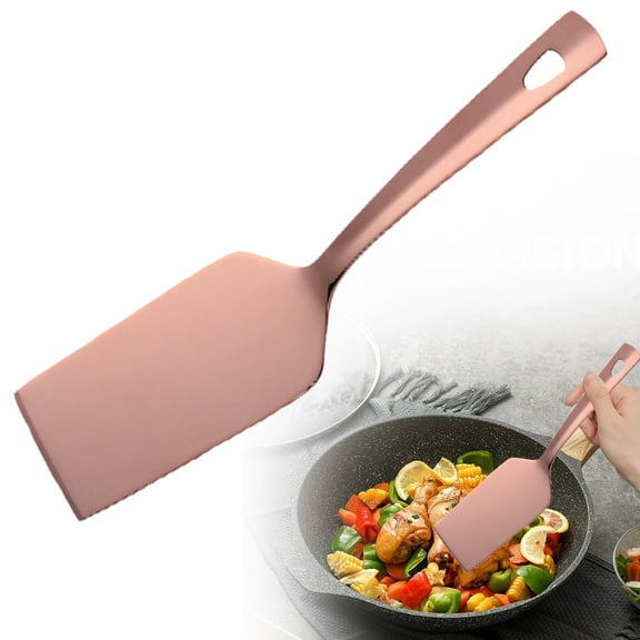 ZOURIH Professional Stainless Steel Lasagna Server, 10.2 inch Multi-Uses Spatula Cake Server, Pie Server Spatula, Cake & Pancakes Cutter Serving Spatulas, Ergonomic Handle,Rose Gold